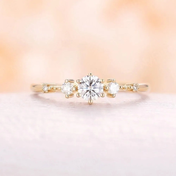 NEW! Dainty “Delphine” 18K Diamond Engagement Ring - Picture 3 of 9